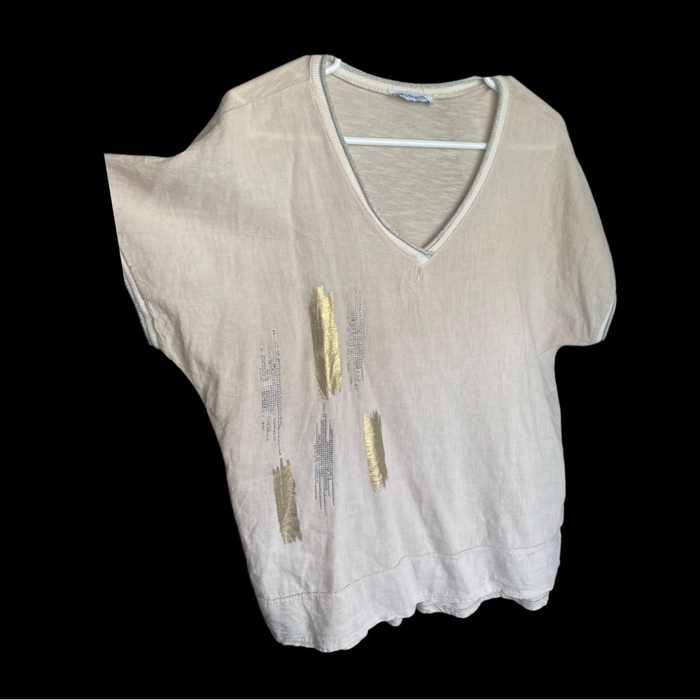 New Collection Italian Linen V-Neck Top